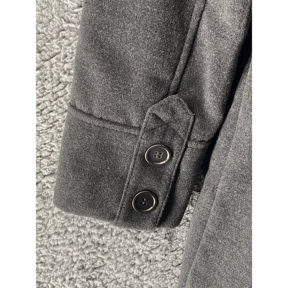 H&M Womens Jacket Coat Gray Knee Length Buttons Lined Pockets Mock Neck 12 New - Picture 7 of 10
